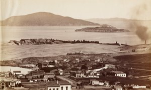 (Alcatraz og Black Pt. Fra Russian Hill, S.F.)